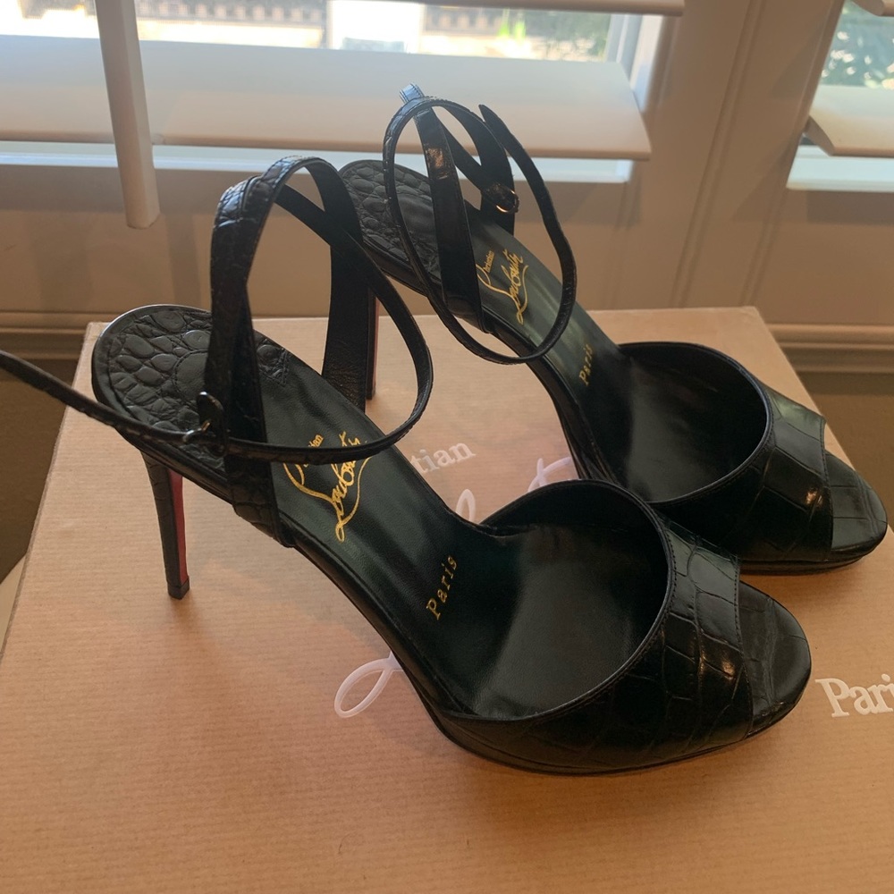Christian Louboutin Loubiloo Croc -Embossed Leather Platform size 37